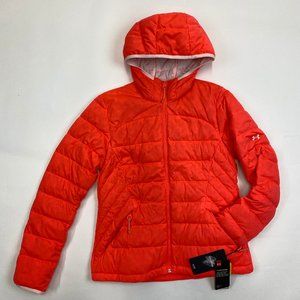 Under Armour Stretch 700‎ Down Jacket Women's Small 1355833 Orange Sample